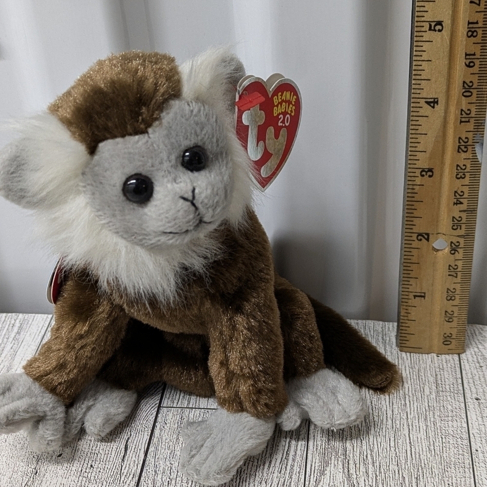 Ty Jungle Beanie Babies Brown and Gray Monkey Plush